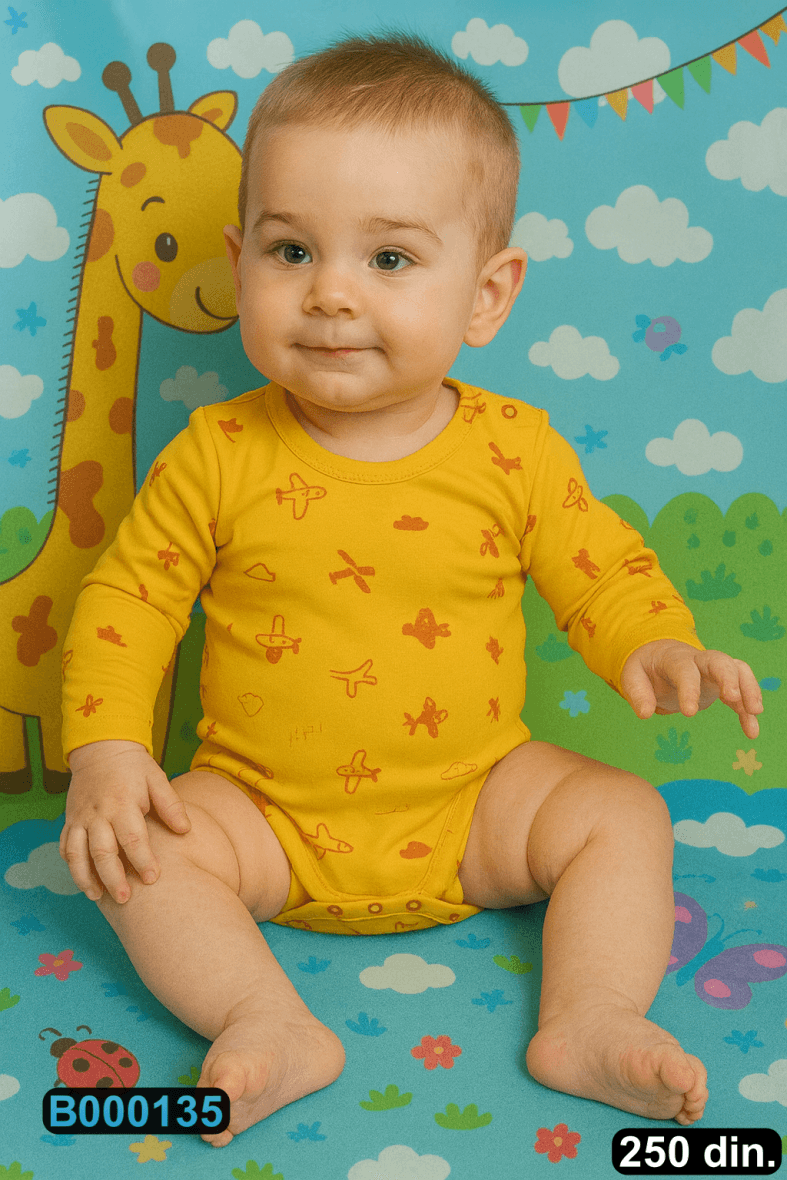 Pamučni bodić sa dugim rukavima (56-104)