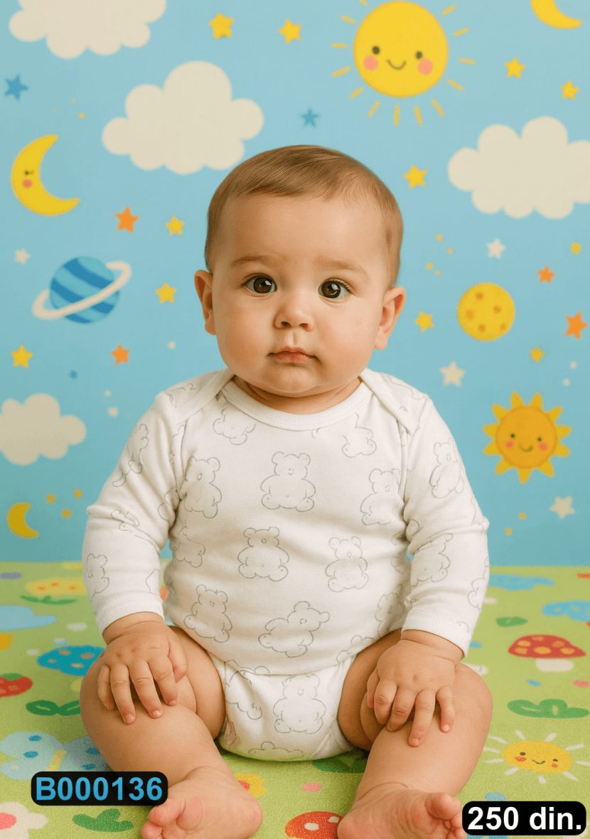 Pamučni bodić sa dugim rukavima