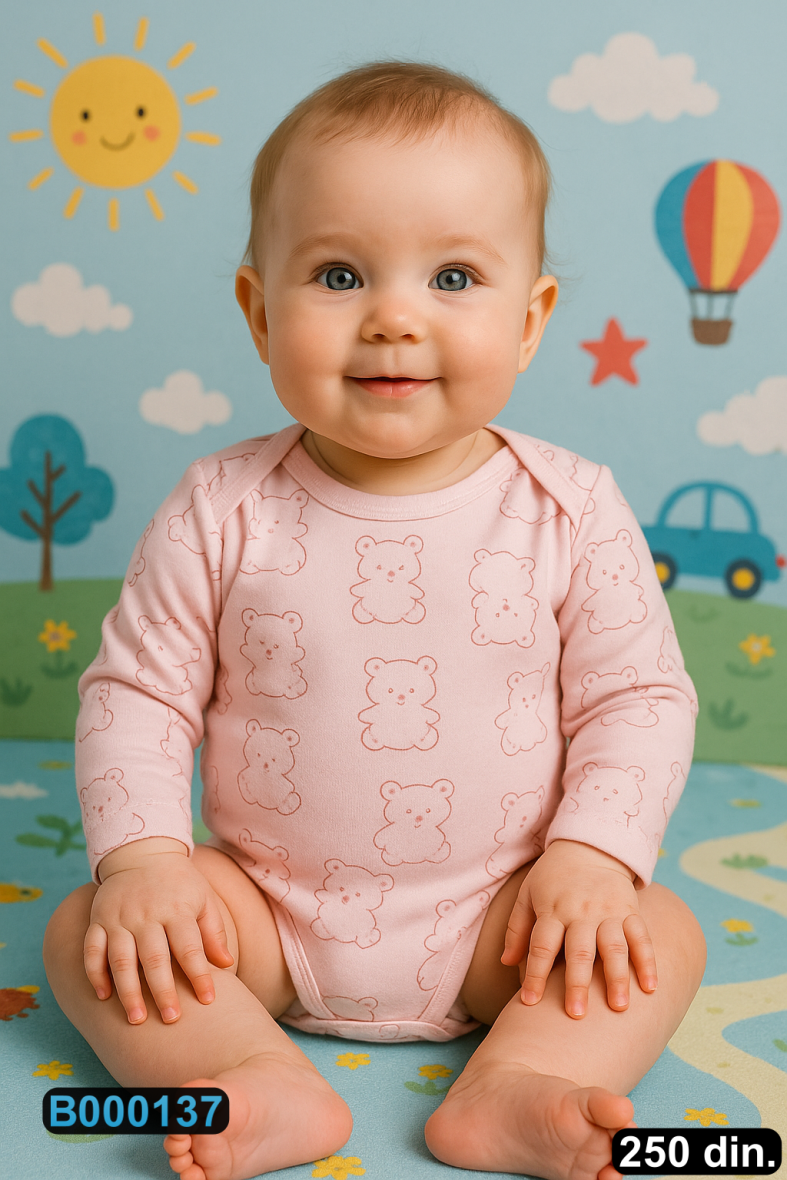 Pamučni bodić sa dugim rukavima (56-98)