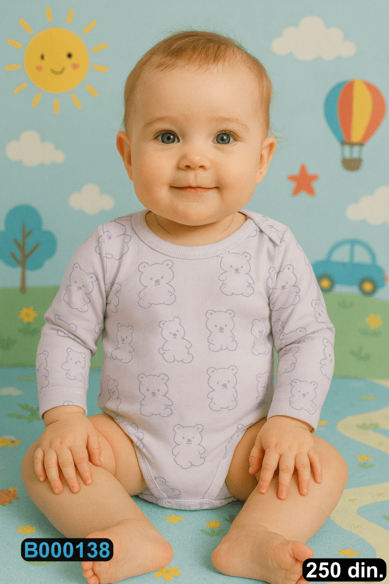 Pamučni bodić sa dugim rukavima (56-98)