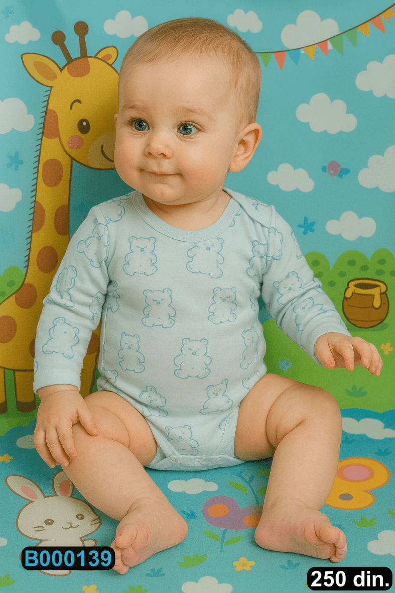 Pamučni bodić sa dugim rukavima (56-98)