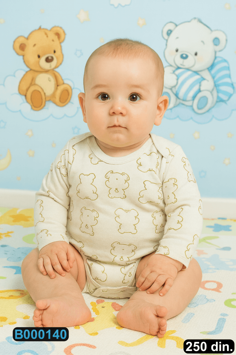 Pamučni bodić sa dugim rukavima (56-98)