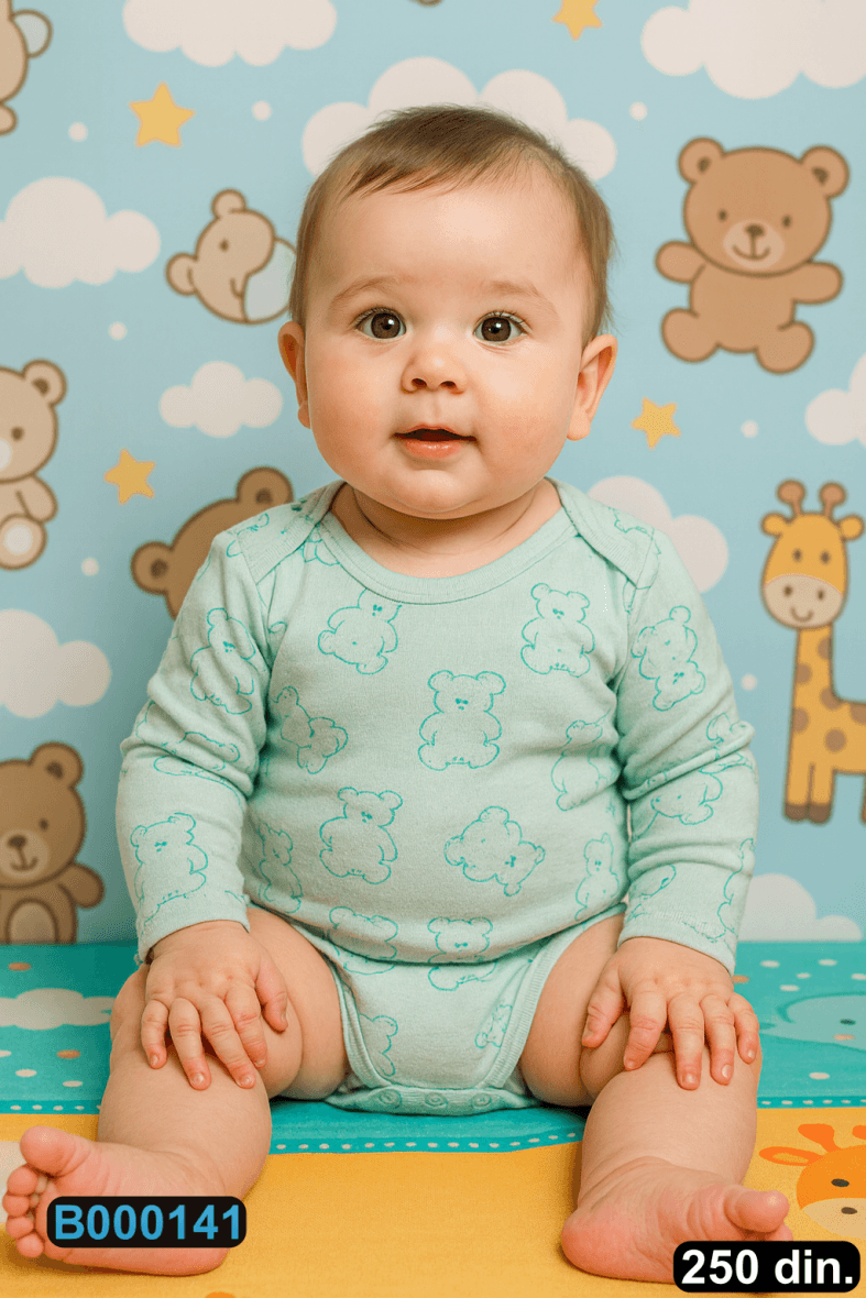 Pamučni bodić sa dugim rukavima (56-98)