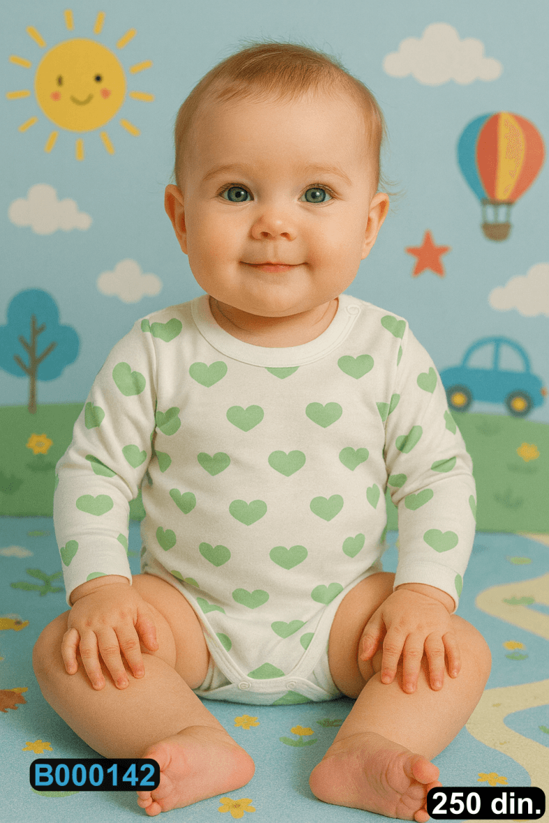 Pamučni bodić sa dugim rukavima (56-74)