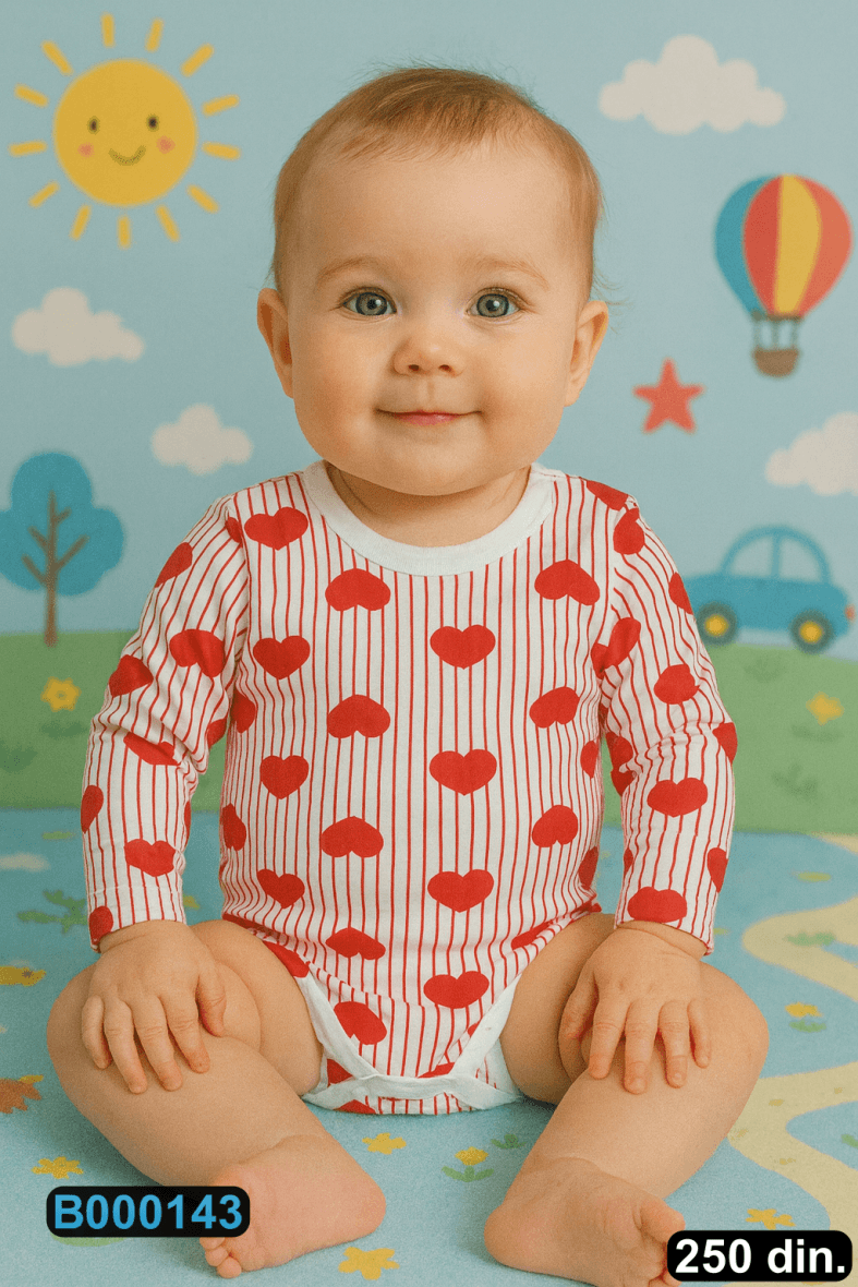 Pamučni bodić sa dugim rukavima (56-98)