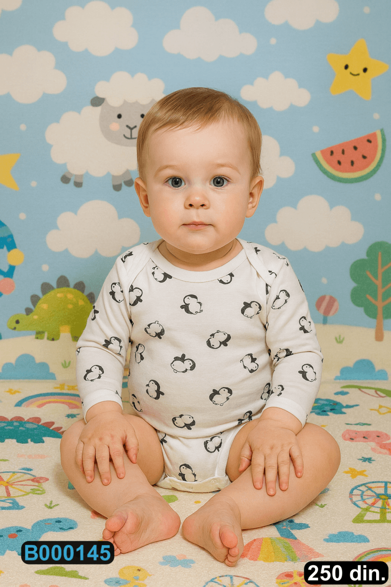 Pamučni bodić sa dugim rukavima (80-98)