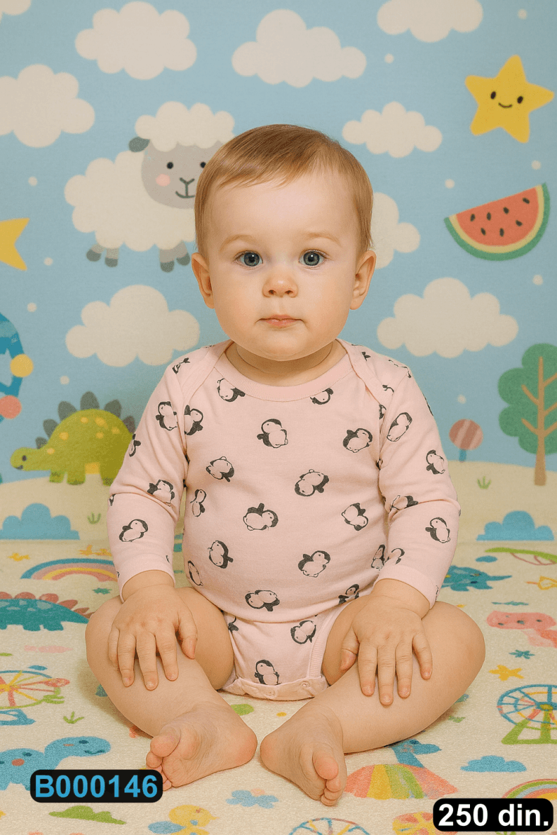 Pamučni bodić sa dugim rukavima (80-98)