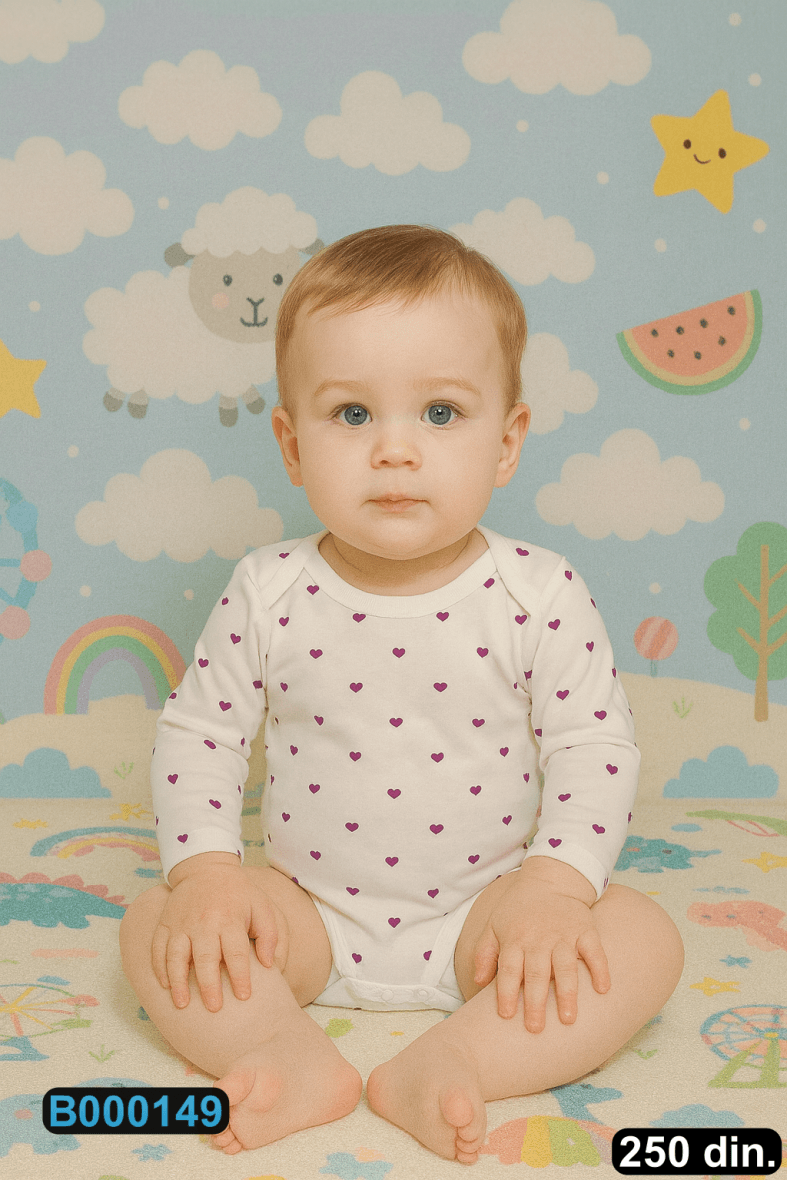 Pamučni bodić sa dugim rukavima (56-98)