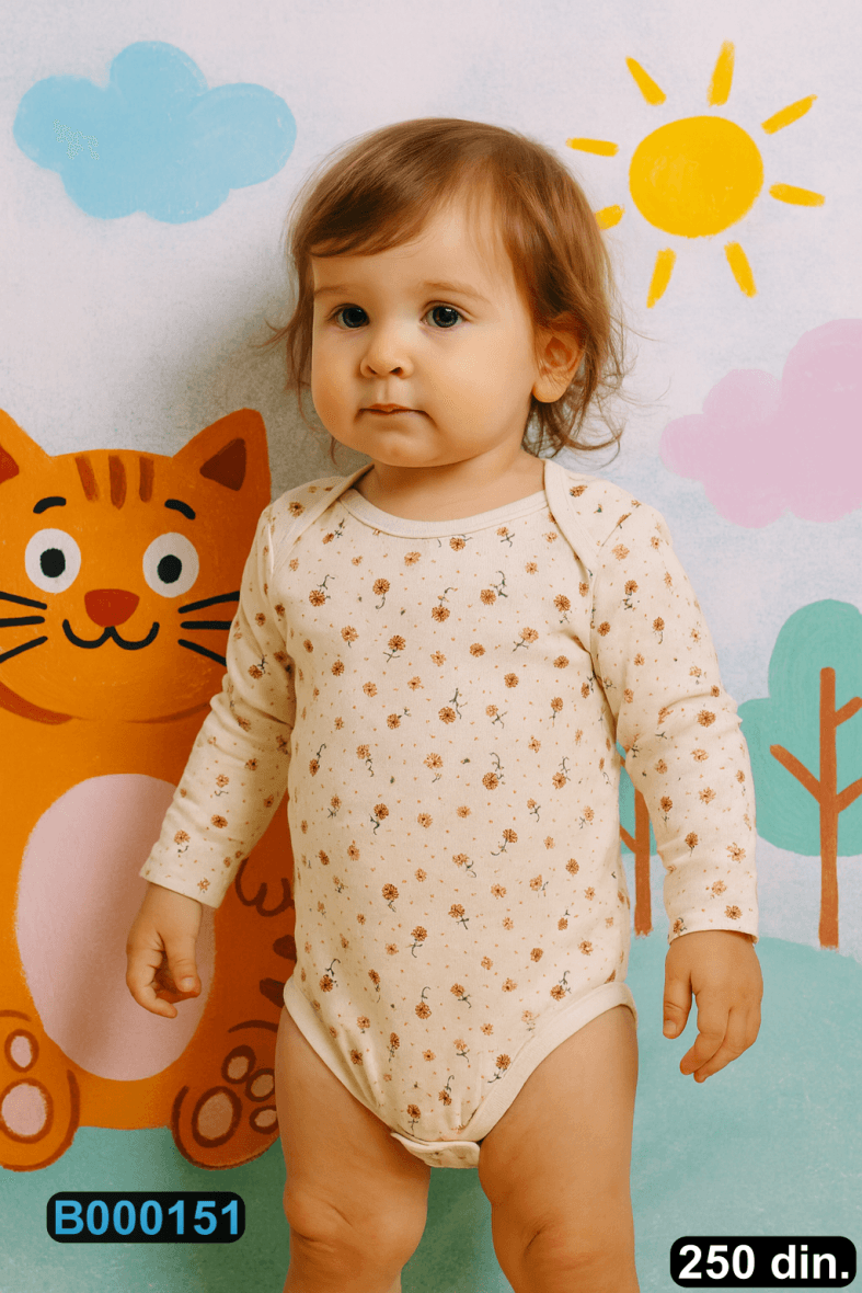 Pamučni bodić sa dugim rukavima (56-98)