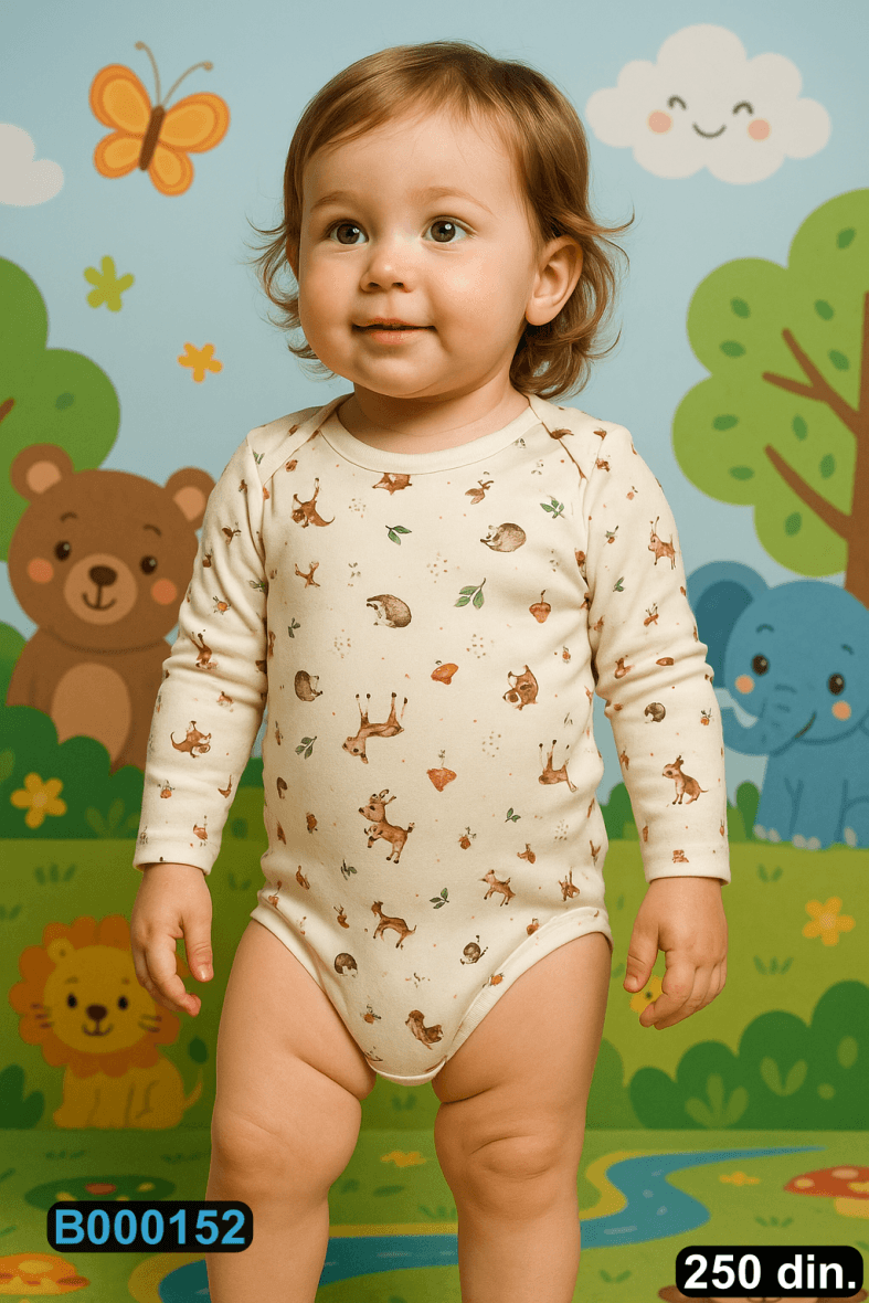 Pamučni bodić sa dugim rukavima (56-98)