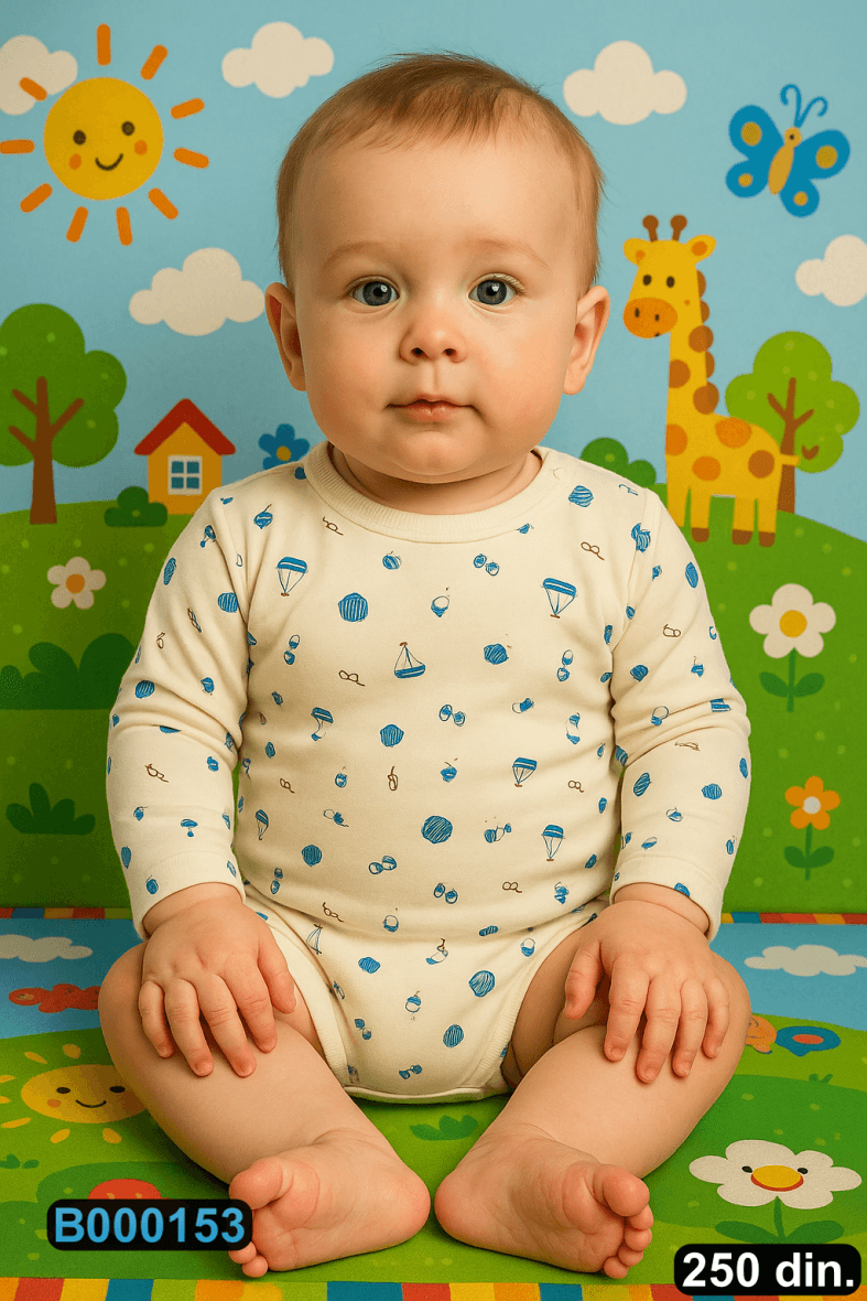 Pamučni bodić sa dugim rukavima (56-98)