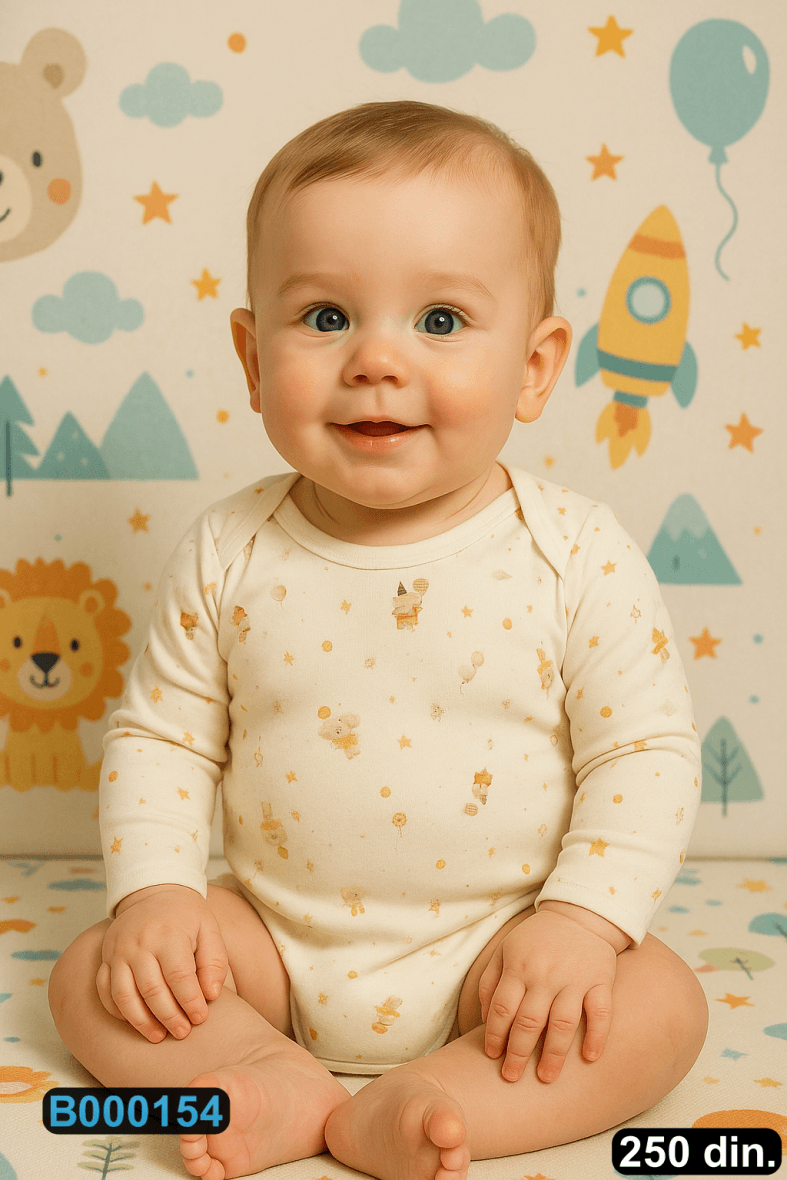 Pamučni bodić sa dugim rukavima (56-98)