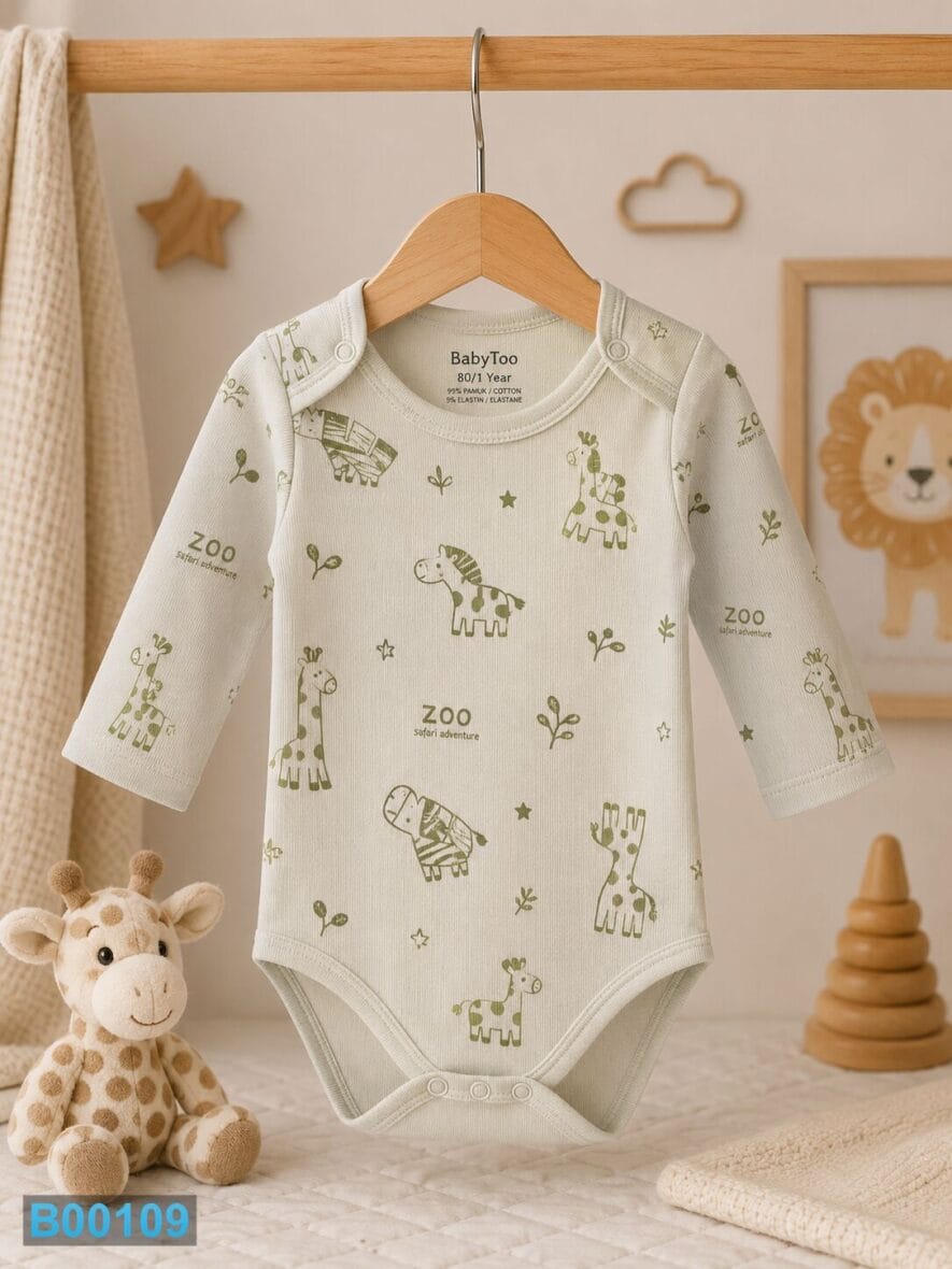 Bodi za bebe dug rukav – Safari Zoo