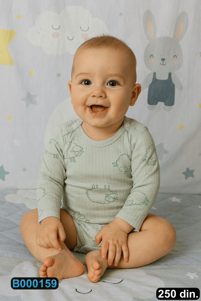 Pamučni bodić sa dugim rukavima