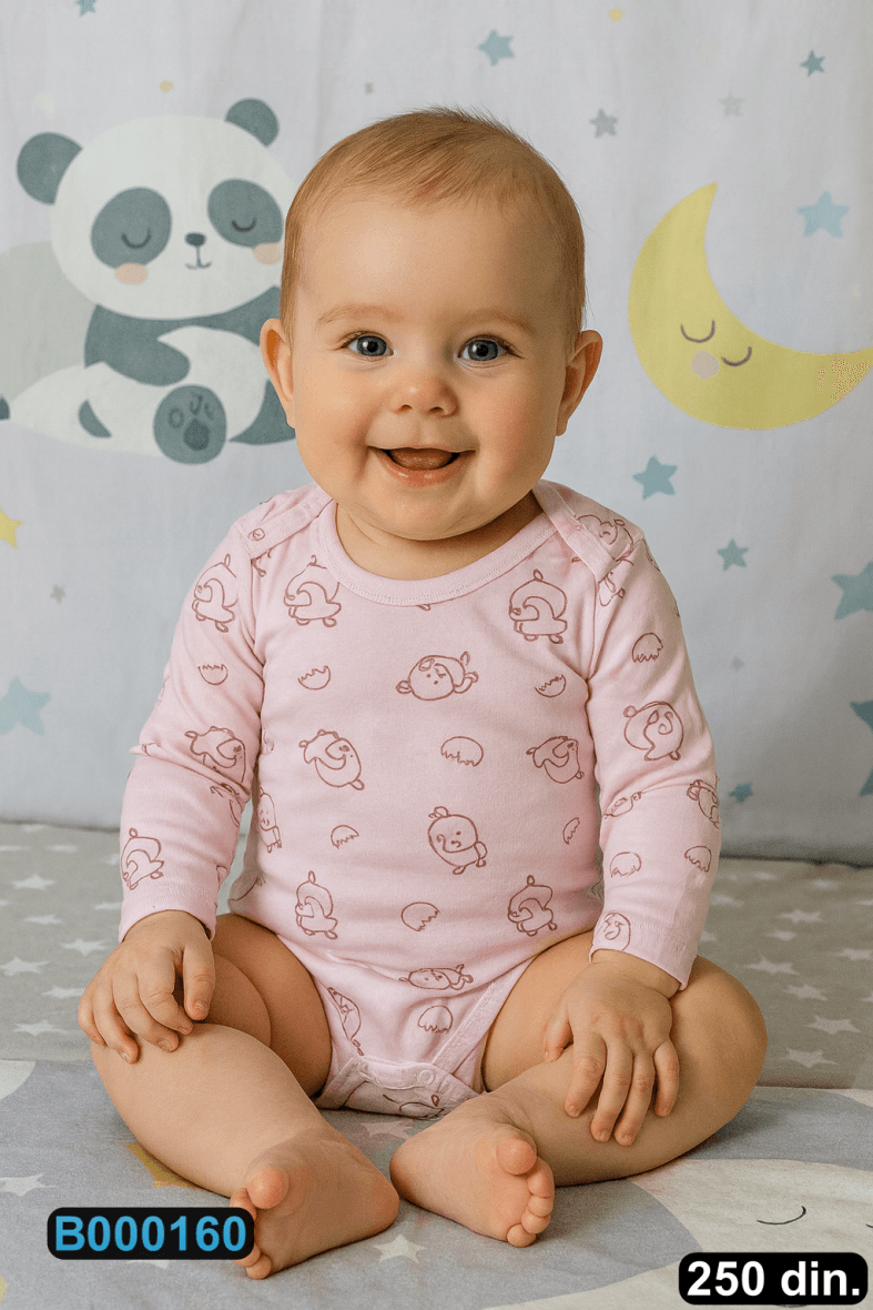 Pamučni bodić sa dugim rukavima (56-98)