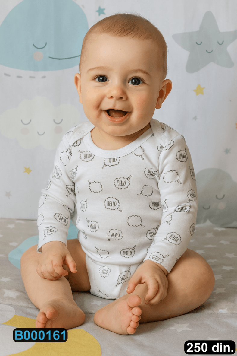 Pamučni bodić sa dugim rukavima (56-98)