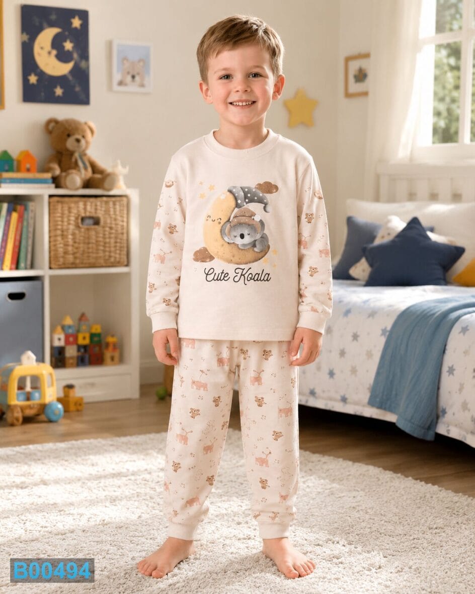 Pamučna pidžama za dečake sa koalom Cute Koala – krem