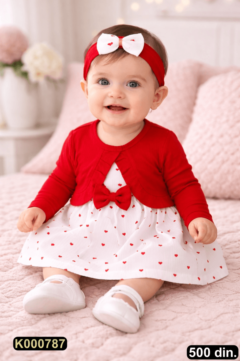 Pamučna haljina sa trakicom za kosu (68-80)