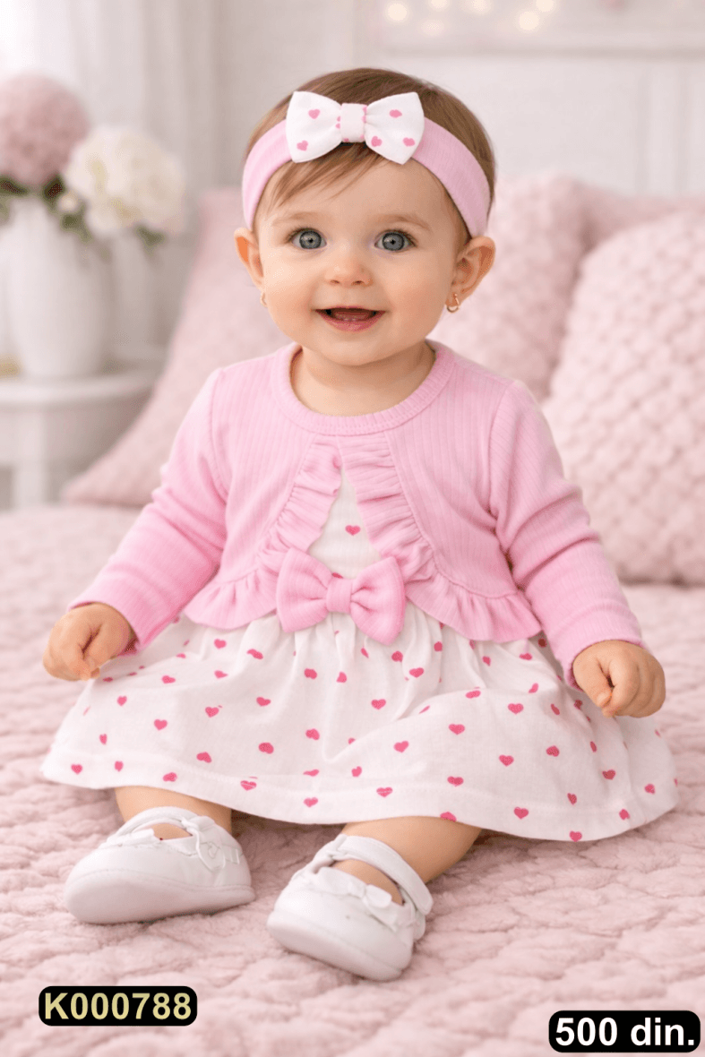 Pamučna haljina sa trakicom za kosu (68-80)