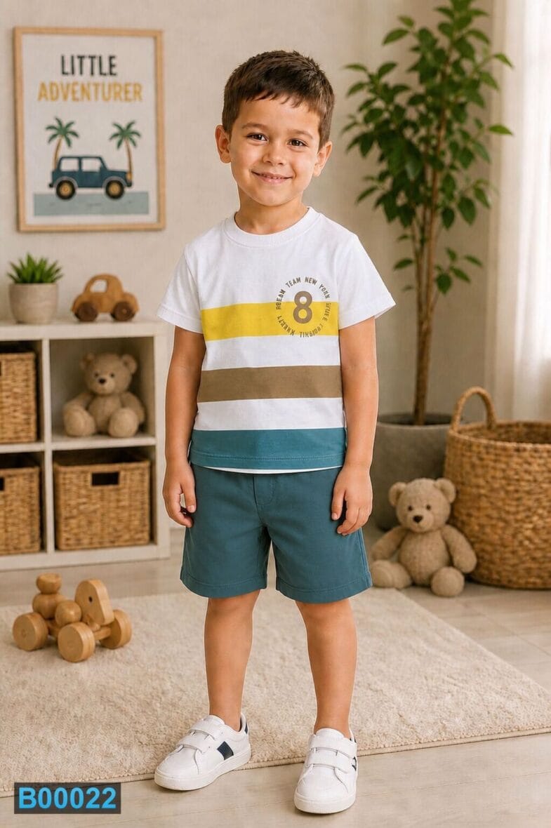 Pamučni letnji komplet za dečake bež – šorts i majica | Bebelino Kids Pamučni letnji komplet za dečake bež – šorts i majica
