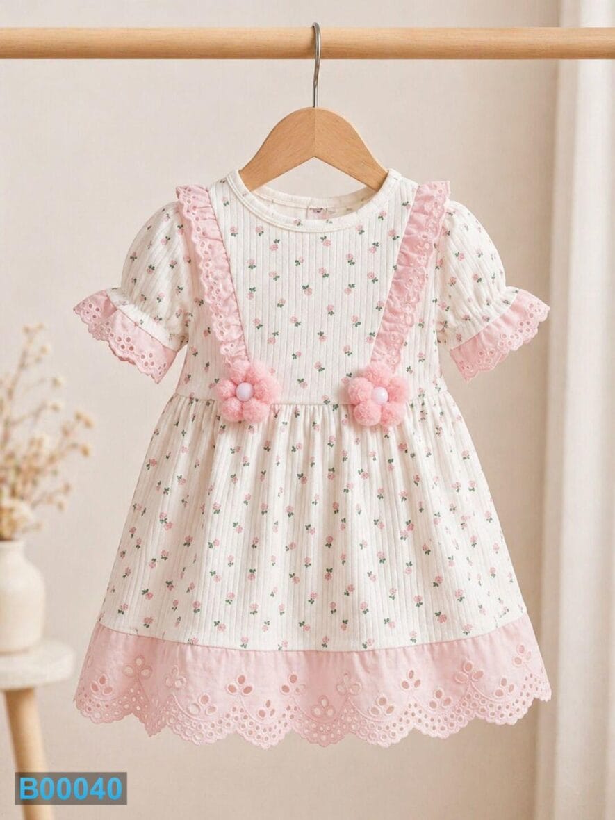 Bebi pamučna letnja haljina – roze