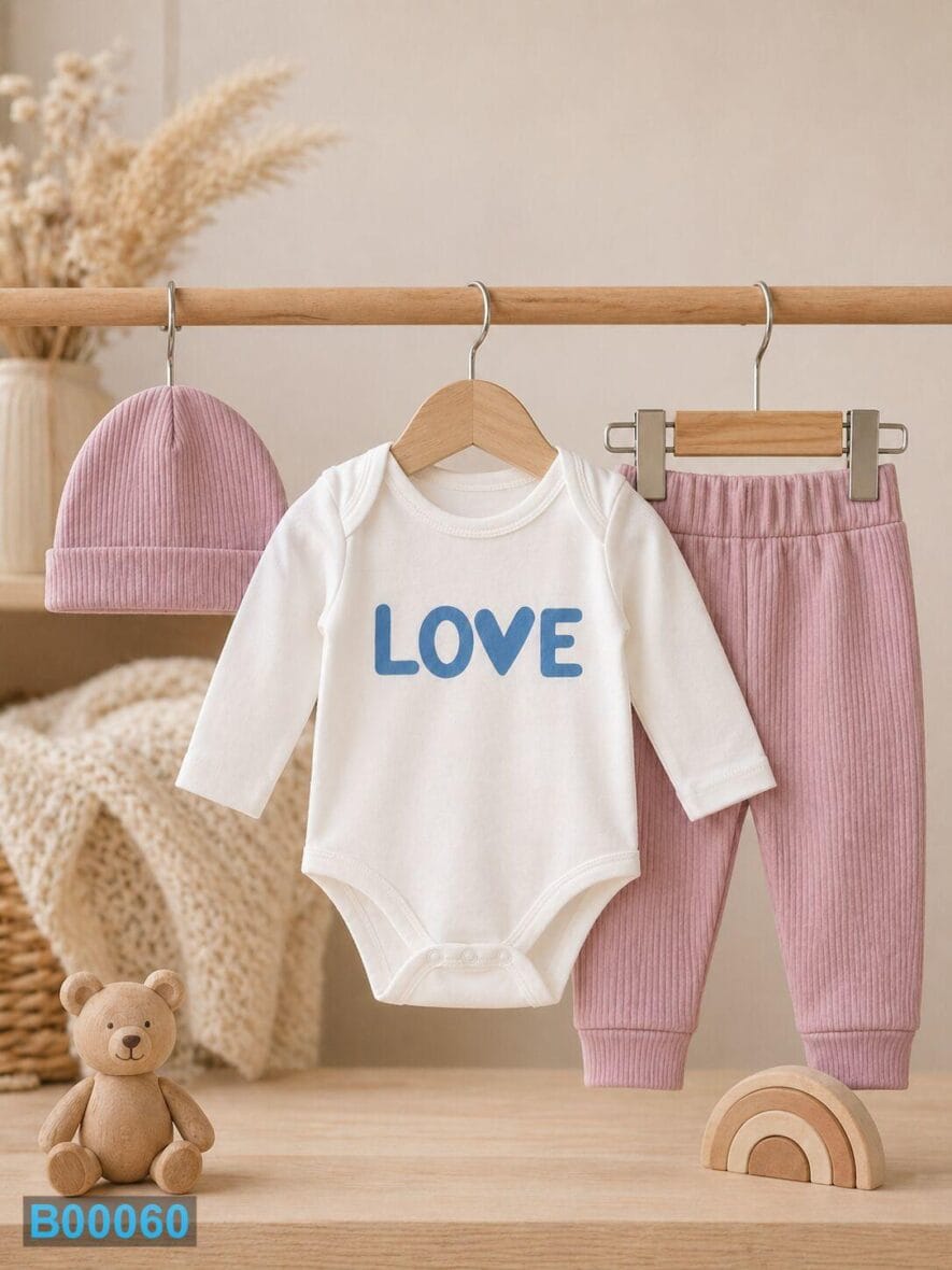Pamučni bebi komplet iz 3 dela – love