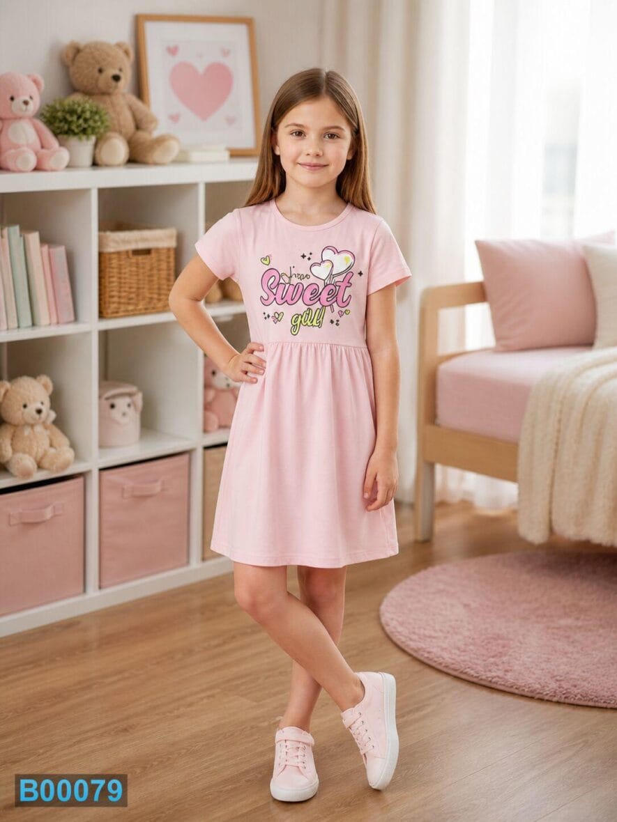 Pamučna letnja haljina – roze sweet girl