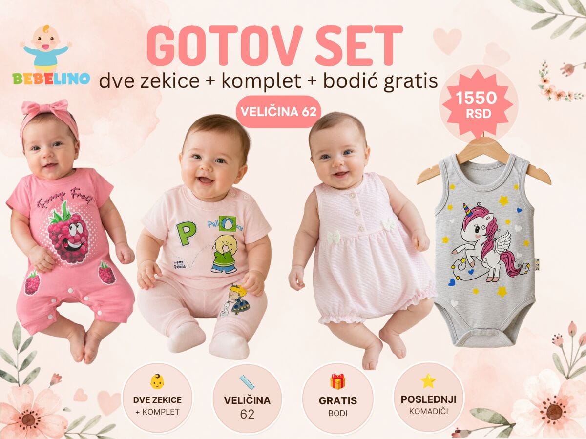 Gotov set: dve zekice + komplet + bodić gratis | Bebelino Kids Gotov set: dve zekice + komplet + bodić gratis