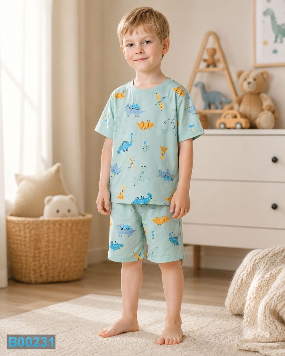 Pamučna pidžama Dino Mint | Bebelino Kids Pamučna pidžama Dino Mint