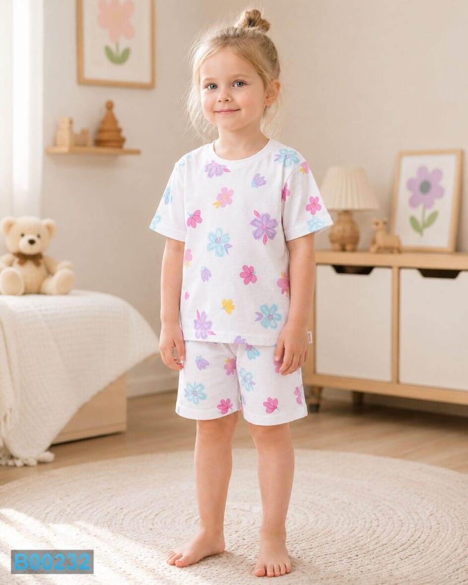 Pamučna pidžama Cvetići Pastel
