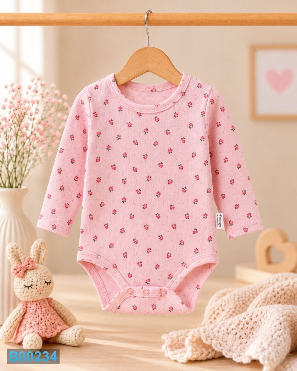 Bebi bodi dug rukav cvetići roze