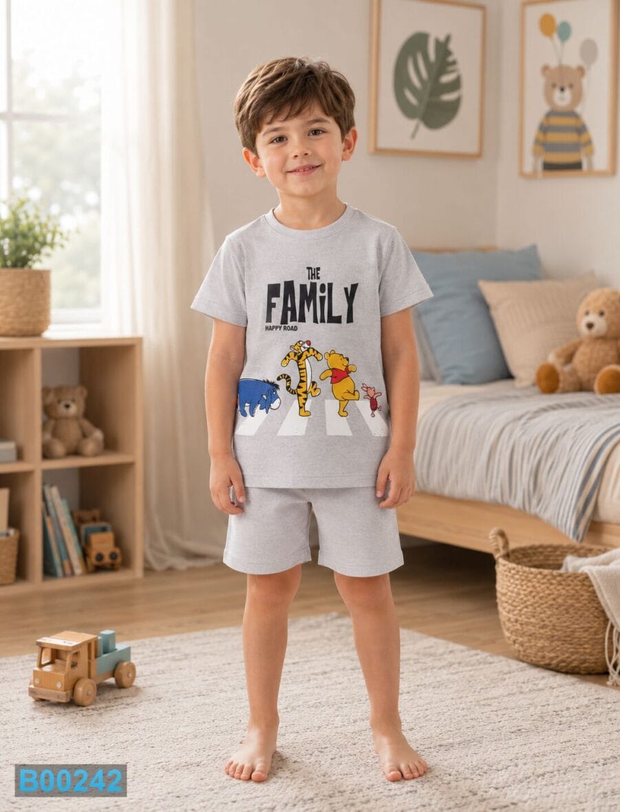 Pamučni komplet za dečake Family Sivi
