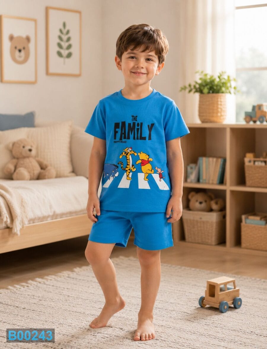 Pamučni komplet za dečake Family Plavi