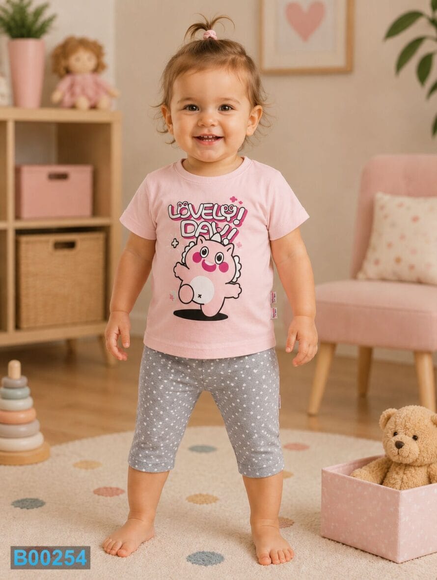 Bebi komplet sa 3/4 helankama Lovely Day Roze | Bebelino Kids Bebi komplet sa 3/4 helankama Lovely Day Roze