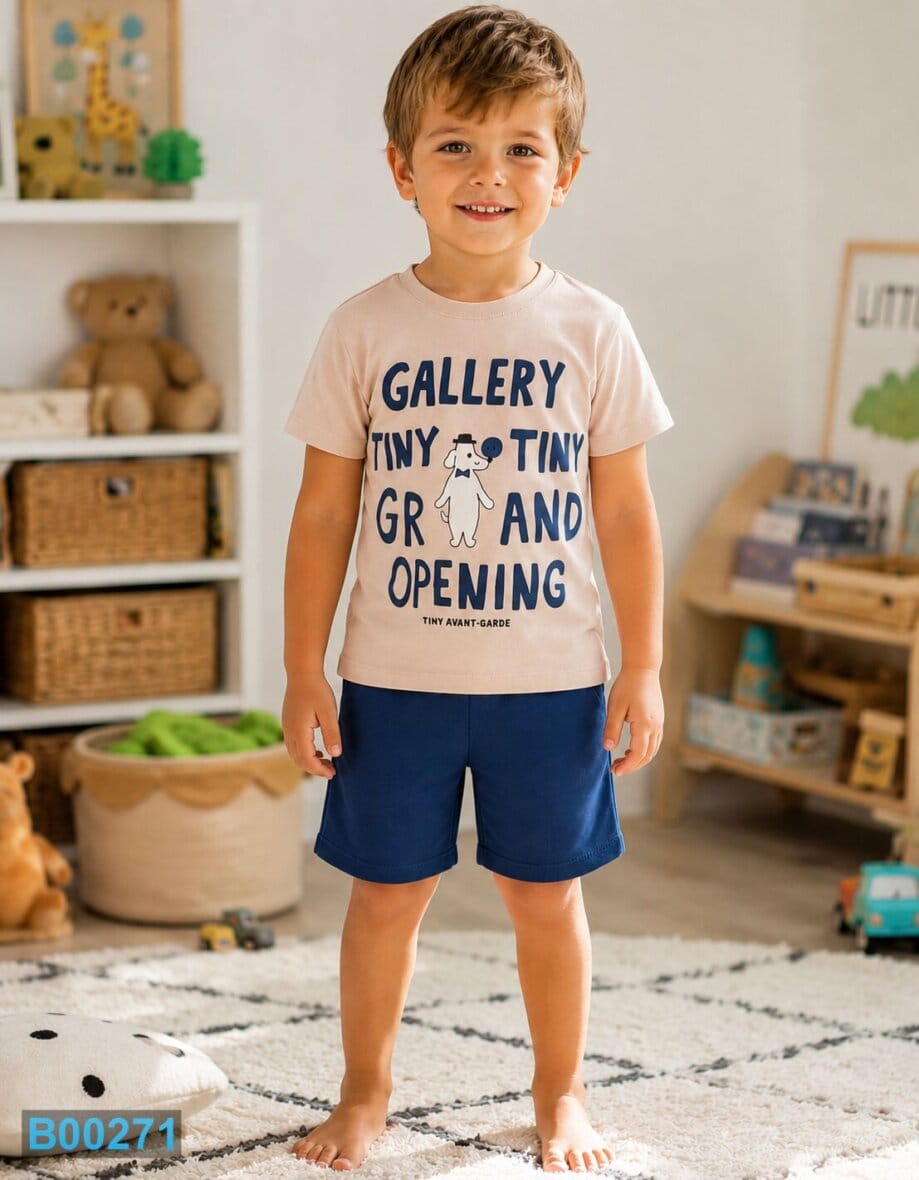 Komplet za dečake sa šortsem Gallery Tiny plavi