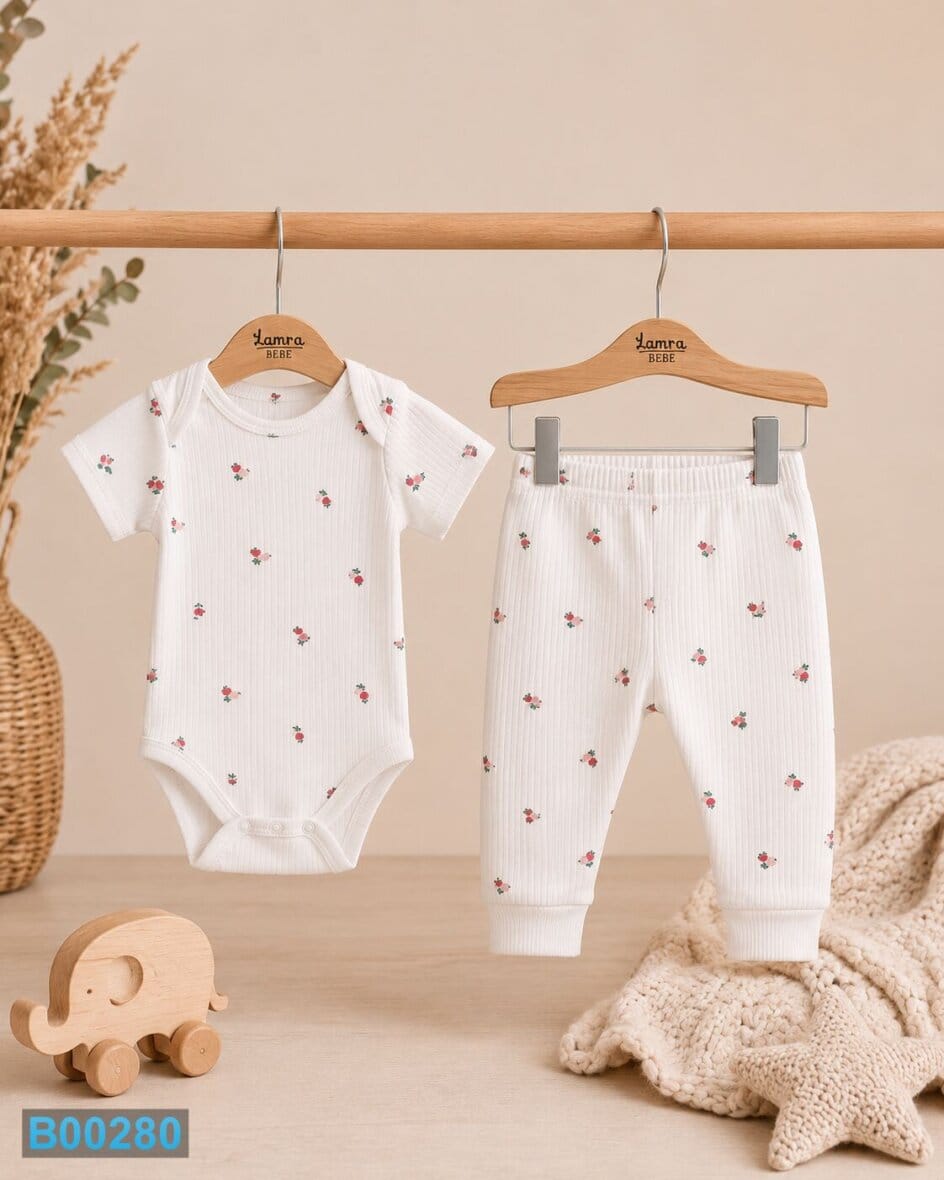 Dvodelni komplet za bebe Cvetići puder roze | Bebelino Kids Dvodelni komplet za bebe Cvetići puder roze