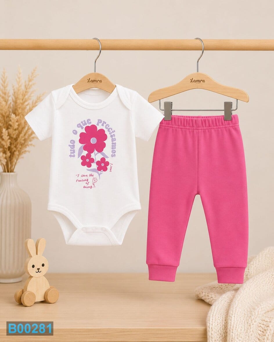 Dvodelni komplet za bebe Cvetić roze