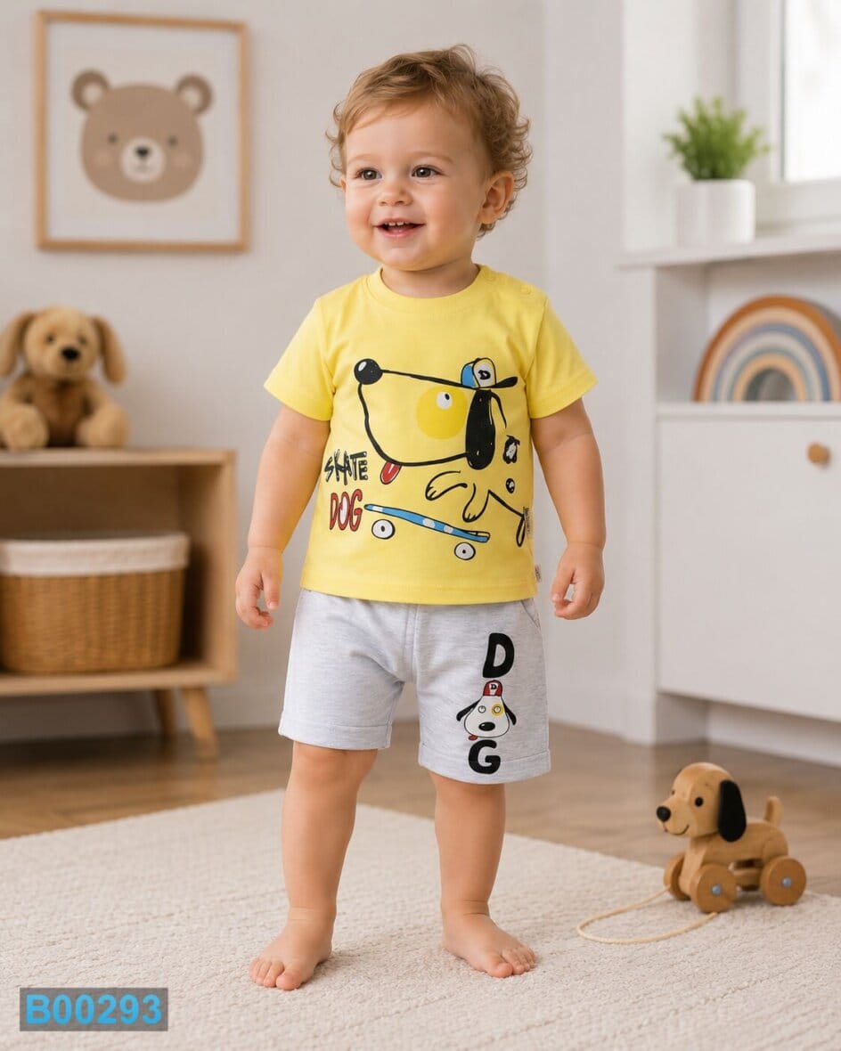 Komplet za dečake Skate Dog žuti | Bebelino Kids Komplet za dečake Skate Dog žuti