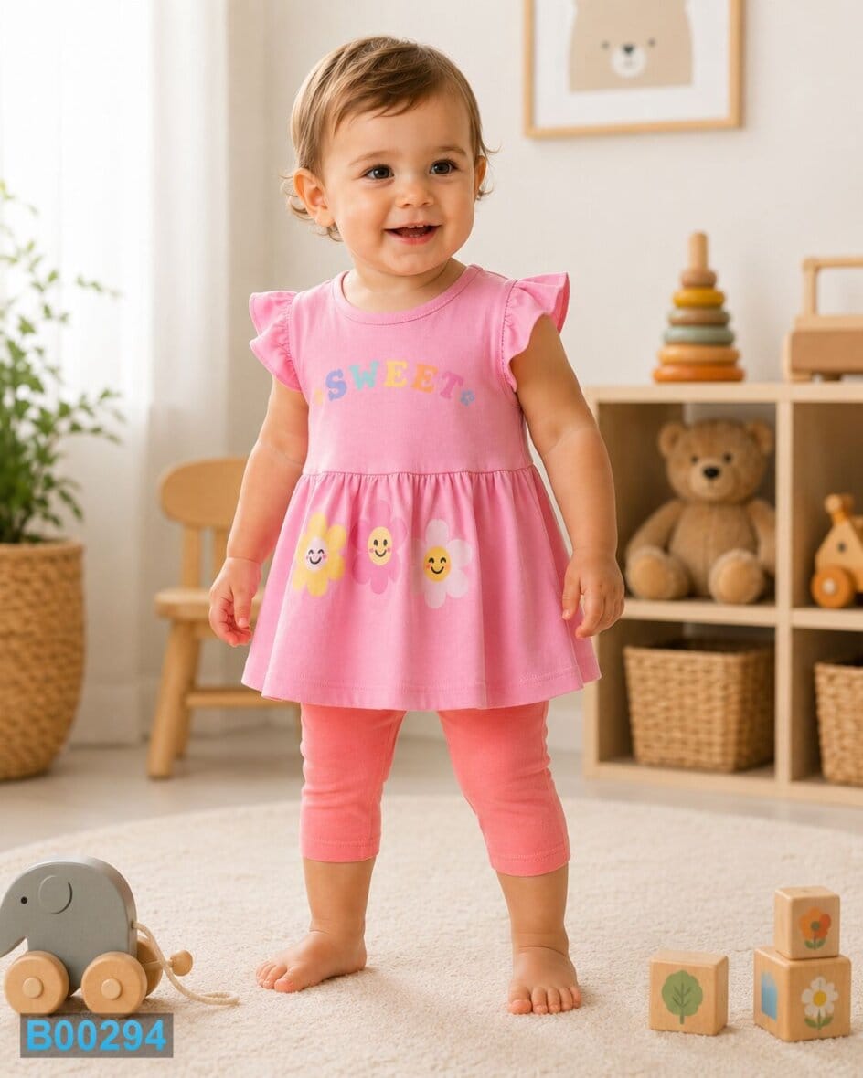 Komplet sa 3/4 helankama Sweet roze | Bebelino Kids Komplet sa 3/4 helankama Sweet roze