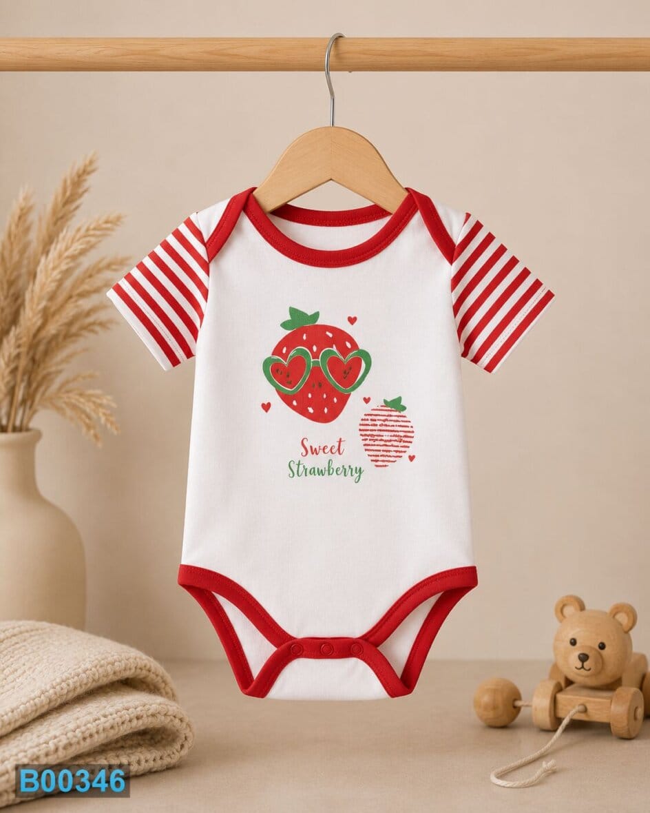 Bebi bodi kratak rukav Jagoda Crveni | Bebelino Kids Bebi bodi kratak rukav Jagoda Crveni