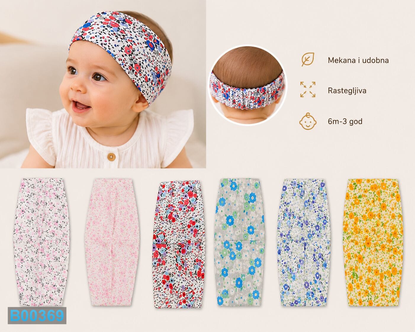 Trakica/marama za devojčice Cvetići | Bebelino Kids Trakica/marama za devojčice Cvetići