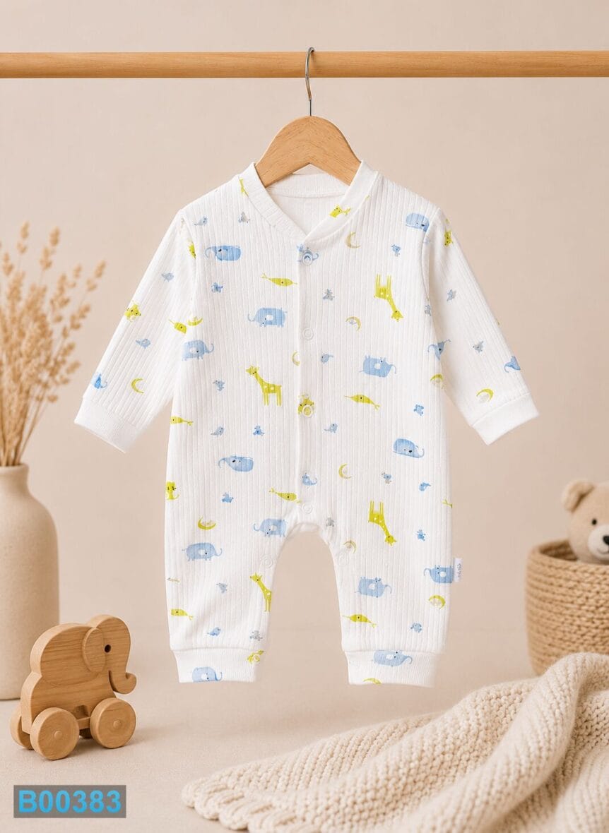 Pamučna rebrasta zekica za bebe safari plava
