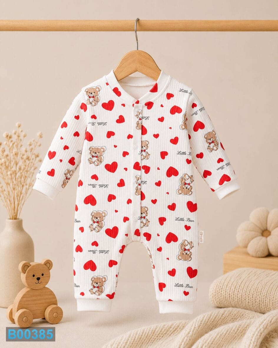 Pamučna rebrasta zekica za bebe Little Bear srca