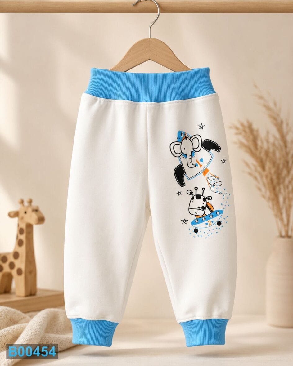 Bele pamučne pantalone za dečake sa životinjama | Bebelino Kids Bele pamučne pantalone za dečake sa životinjama