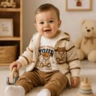 Pamučni trodelni komplet za dečake sa medvedićem | Bebelino Kids Pamučni trodelni komplet za dečake sa medvedićem