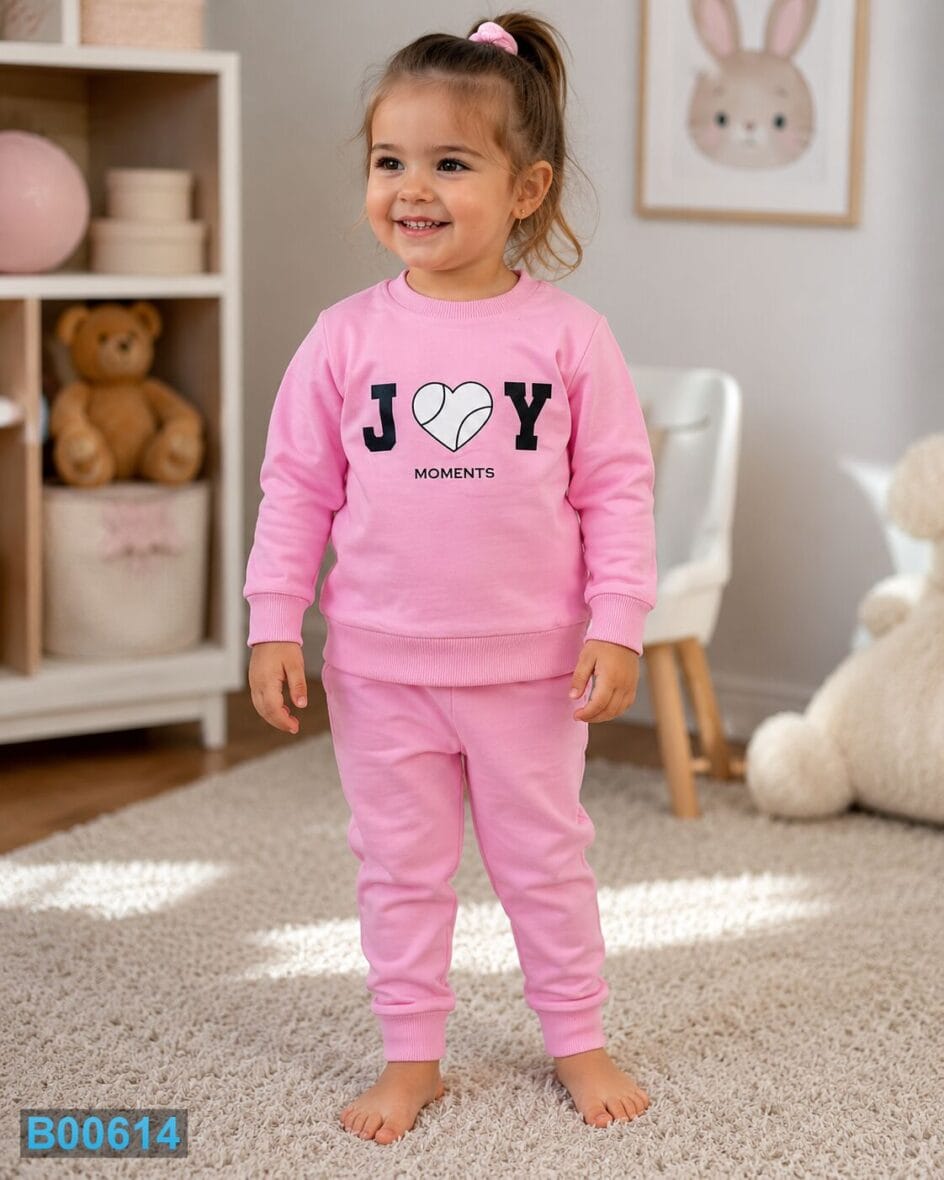 Pamučni komplet za devojčice JOY Moments – roze