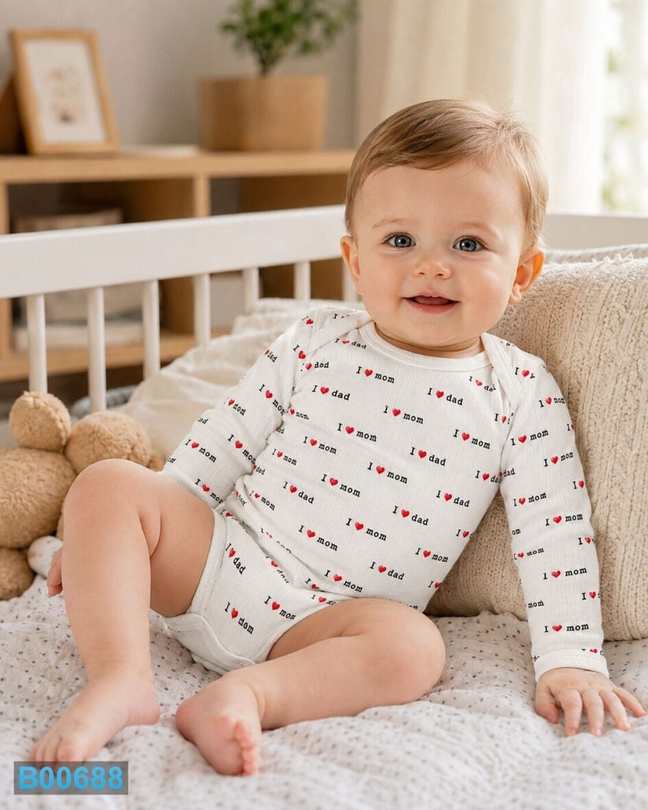 Pamučni bebi bodi dugih rukava I love mom dad | Bebelino Kids Pamučni bebi bodi dugih rukava I love mom dad