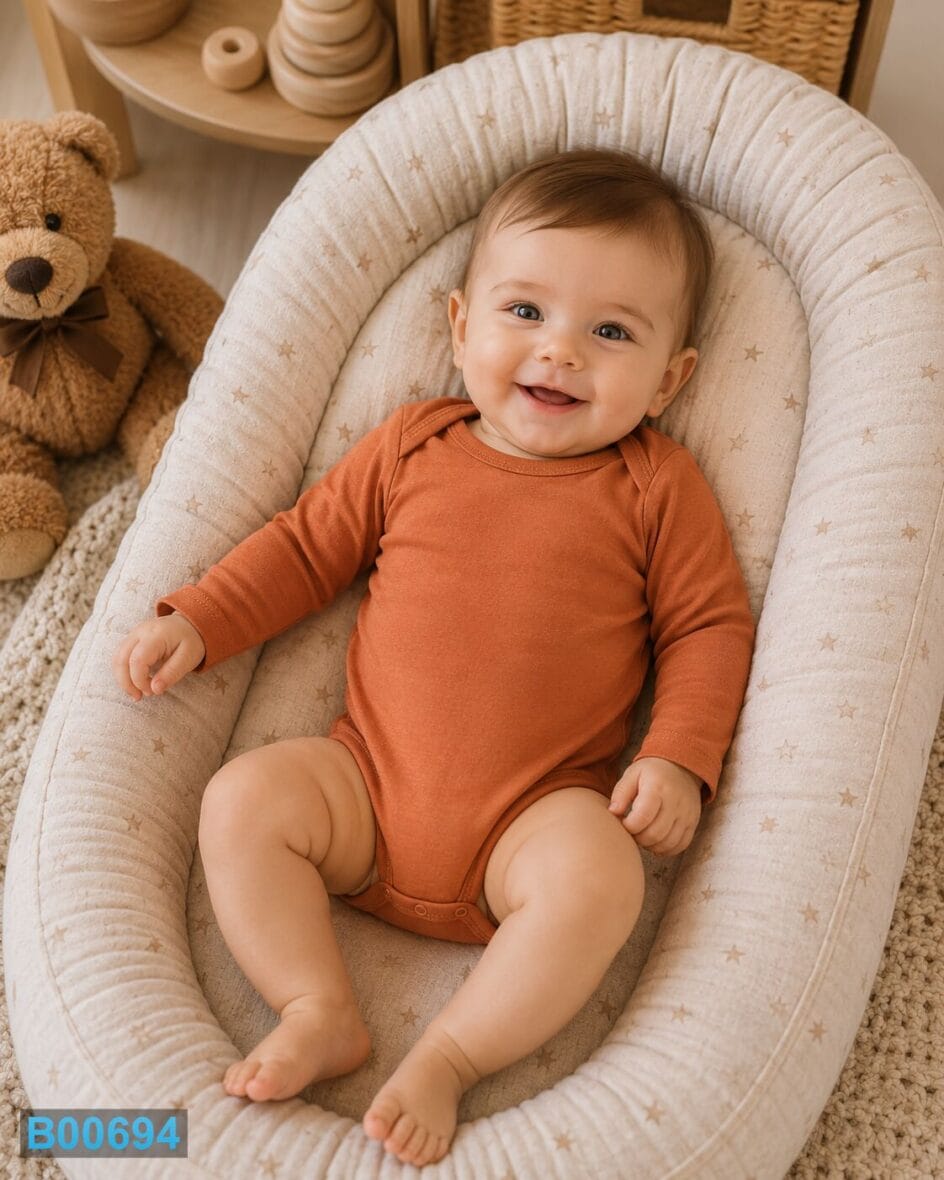 Pamučni bebi bodi dug rukav – terakota | Bebelino Kids Pamučni bebi bodi dug rukav – terakota