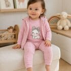 Pamučni komplet za devojčice sa zečicom – roze | Bebelino Kids Pamučni komplet za devojčice sa zečicom – roze