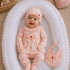 Pamučni petodelni komplet za devojčice – roze sa cvetnim dezenom